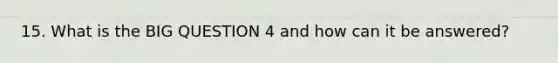 15. What is the BIG QUESTION 4 and how can it be answered?