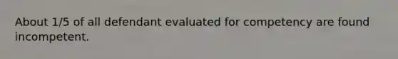 About 1/5 of all defendant evaluated for competency are found incompetent.