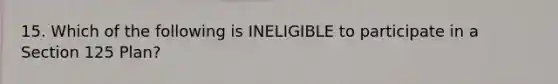 15. Which of the following is INELIGIBLE to participate in a Section 125 Plan?