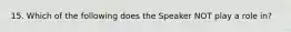 15. Which of the following does the Speaker NOT play a role in?