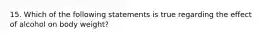 15. Which of the following statements is true regarding the effect of alcohol on body weight?