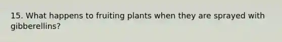 15. What happens to fruiting plants when they are sprayed with gibberellins?