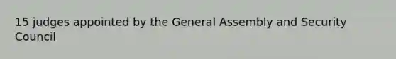 15 judges appointed by the General Assembly and Security Council