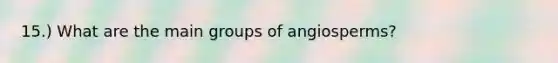 15.) What are the main groups of angiosperms?