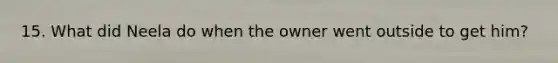 15. What did Neela do when the owner went outside to get him?