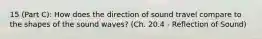 15 (Part C): How does the direction of sound travel compare to the shapes of the sound waves? (Ch. 20.4 - Reflection of Sound)