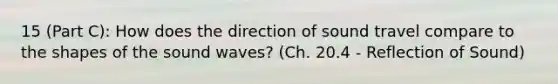 15 (Part C): How does the direction of sound travel compare to the shapes of the sound waves? (Ch. 20.4 - Reflection of Sound)