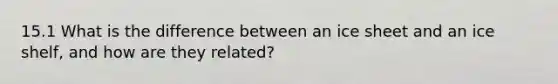 15.1 What is the difference between an ice sheet and an ice shelf, and how are they related?