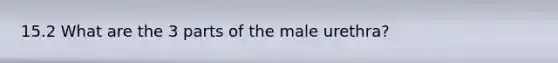 15.2 What are the 3 parts of the male urethra?