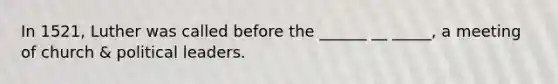 In 1521, Luther was called before the ______ __ _____, a meeting of church & political leaders.