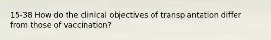 15-38 How do the clinical objectives of transplantation differ from those of vaccination?