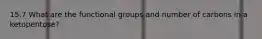 15.7 What are the functional groups and number of carbons in a ketopentose?