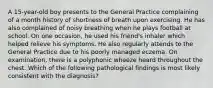 A 15-year-old boy presents to the General Practice complaining of a month history of shortness of breath upon exercising. He has also complained of noisy breathing when he plays football at school. On one occasion, he used his friend's inhaler which helped relieve his symptoms. He also regularly attends to the General Practice due to his poorly managed eczema. On examination, there is a polyphonic wheeze heard throughout the chest. Which of the following pathological findings is most likely consistent with the diagnosis?