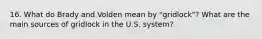 16. What do Brady and Volden mean by "gridlock"? What are the main sources of gridlock in the U.S. system?