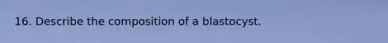 16. Describe the composition of a blastocyst.