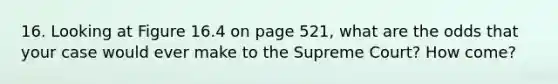 16. Looking at Figure 16.4 on page 521, what are the odds that your case would ever make to the Supreme Court? How come?