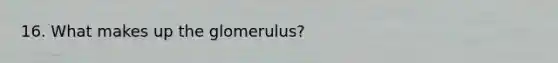 16. What makes up the glomerulus?