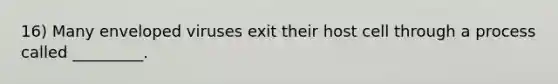 16) Many enveloped viruses exit their host cell through a process called _________.