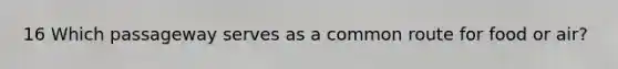16 Which passageway serves as a common route for food or air?