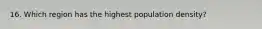 16. Which region has the highest population density?