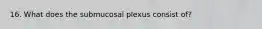 16. What does the submucosal plexus consist of?