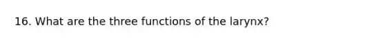 16. What are the three functions of the larynx?