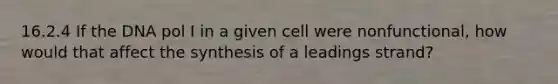 16.2.4 If the DNA pol I in a given cell were nonfunctional, how would that affect the synthesis of a leadings strand?