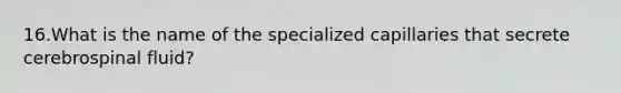 16.What is the name of the specialized capillaries that secrete cerebrospinal fluid?