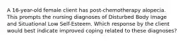 A 16-year-old female client has post-chemotherapy alopecia. This prompts the nursing diagnoses of Disturbed Body Image and Situational Low Self-Esteem. Which response by the client would best indicate improved coping related to these diagnoses?