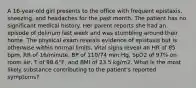 A 16-year-old girl presents to the office with frequent epistaxis, sneezing, and headaches for the past month. The patient has no significant medical history. Her parent reports she had an episode of delirium last week and was stumbling around their home. The physical exam reveals evidence of epistaxis but is otherwise within normal limits. Vital signs reveal an HR of 85 bpm, RR of 16/minute, BP of 110/74 mm Hg, SpO2 of 97% on room air, T of 98.6°F, and BMI of 23.5 kg/m2. What is the most likely substance contributing to the patient's reported symptoms?