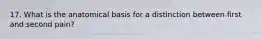 17. What is the anatomical basis for a distinction between first and second pain?