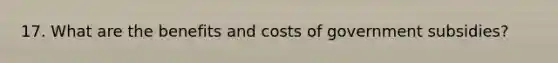 17. What are the benefits and costs of government subsidies?