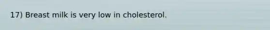 17) Breast milk is very low in cholesterol.