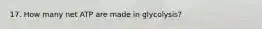 17. How many net ATP are made in glycolysis?