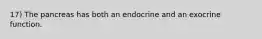 17) The pancreas has both an endocrine and an exocrine function.