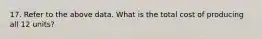 17. Refer to the above data. What is the total cost of producing all 12 units?