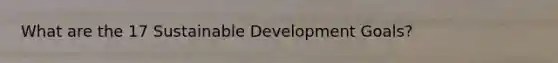 What are the 17 Sustainable Development Goals?
