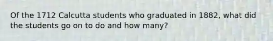 Of the 1712 Calcutta students who graduated in 1882, what did the students go on to do and how many?