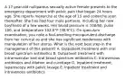 A 17-year-old nulliparous sexually active female presents to the emergency department with pelvic pain that began 24 hours ago. She reports menarche at the age of 15 and coitarche soon thereafter. She has had four male partners, including her new boyfriend of a few weeks. Her blood pressure is 100/60, pulse 100, and temperature 102.0°F (38.9°C). On speculum examination, you note a foul-smelling mucopurulent discharge from her cervical os and she has significant tenderness with manipulation of her uterus. What is the next best step in the management of this patient? A. Outpatient treatment with oral broad spectrum antibiotics B. Outpatient treatment with intramuscular and oral broad spectrum antibiotics C. Intravenous antibiotics and dilation and curettage D. Inpatient treatment, laparoscopy with pelvic lavage E. Inpatient treatment and intravenous antibiotics