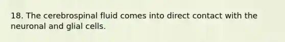 18. The cerebrospinal fluid comes into direct contact with the neuronal and glial cells.