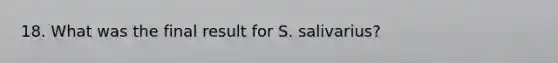 18. What was the final result for S. salivarius?