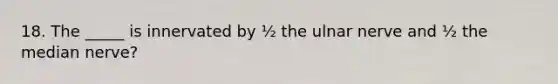 18. The _____ is innervated by ½ the ulnar nerve and ½ the median nerve?