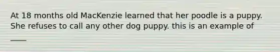 At 18 months old MacKenzie learned that her poodle is a puppy. She refuses to call any other dog puppy. this is an example of ____