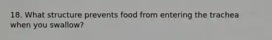 18. What structure prevents food from entering the trachea when you swallow?