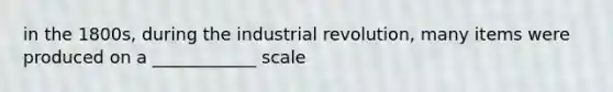 in the 1800s, during the industrial revolution, many items were produced on a ____________ scale