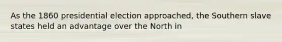 As the 1860 presidential election approached, the Southern slave states held an advantage over the North in