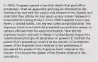 In 1876, Congress passed a law that stated that post office employees "shall be appointed and may be removed by the President by and with the advice and consent of the Senate and shall hold their offices for four years unless sooner removed or suspended according to law." In the 1926 Supreme Court case Myers v. United States, the law was ruled unconstitutional. The Supreme Court found that the president has exclusive power to remove officials from the executive branch. How did the Supreme Court's decision in Myers v. United States impact the constitutional principle of separation of powers? It clarified the power of the presidency relative to the Senate. It clarified the power of the Supreme Court relative to the presidency. It decreased the power of the Supreme Court relative to the Senate. It increased the power of the Senate relative to the presidency.