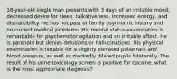 18-year-old single man presents with 3 days of an irritable mood, decreased desire for sleep, talkativeness, increased energy, and distractibility. He has not past or family psychiatric history and no current medical problems. His mental status examination is remarkable for psychomotor agitation and an irritable affect. He is paranoid but denies delusions or hallucinations. His physical examination is notable for a slightly elevated pulse rate and blood pressure, as well as markedly dilated pupils bilaterally. The result of his urine toxicology screen is positive for cocaine. what is the most appropriate diagnosis?