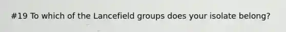 #19 To which of the Lancefield groups does your isolate belong?