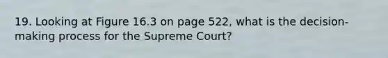 19. Looking at Figure 16.3 on page 522, what is the decision-making process for the Supreme Court?